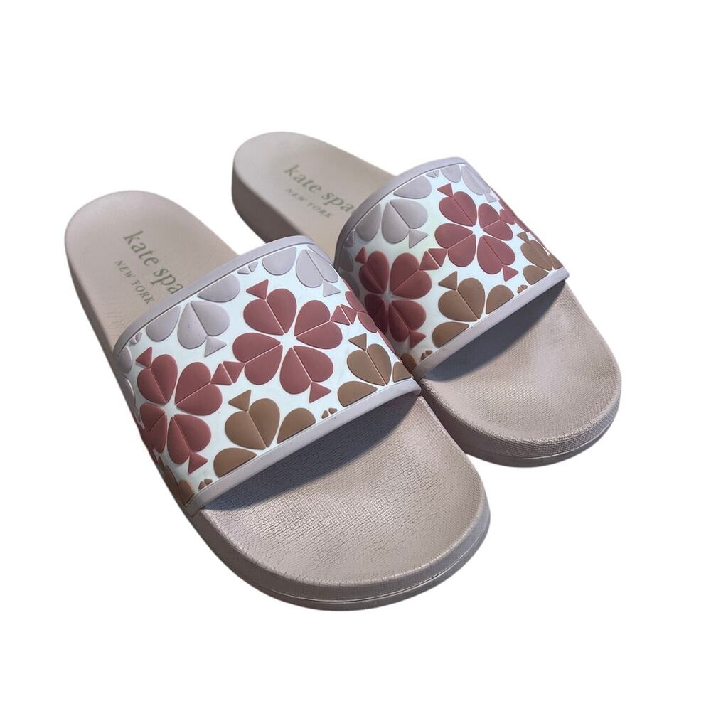 Kate Spade Olympia Slides US Women's 9 B Pink Raised Spades Texture